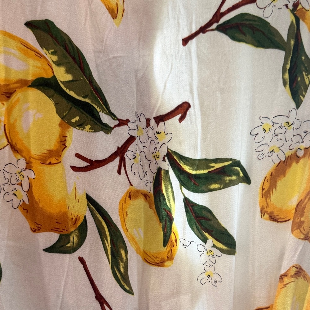 Lulu's White Dress with Yellow and Green Lemon Motif - Picture 7 of 7